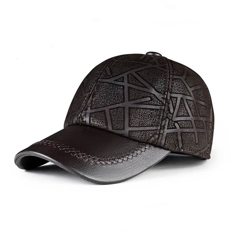 Casquette motifs cuir véritable