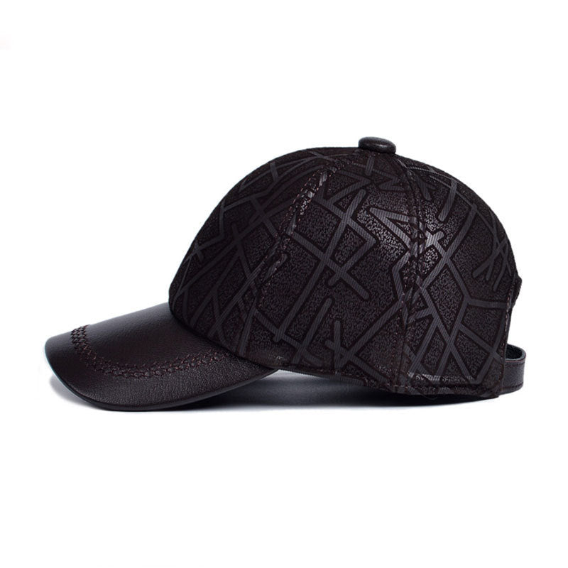 Casquette motifs cuir véritable