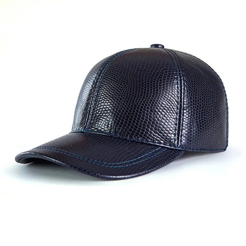 Casquette motifs cuir véritable