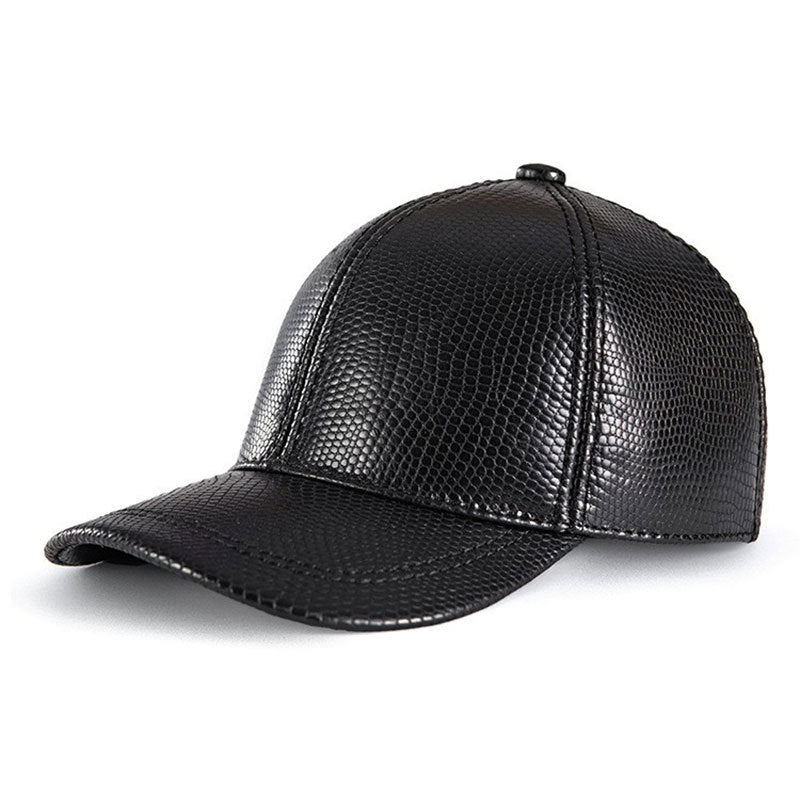 Casquette motifs cuir véritable