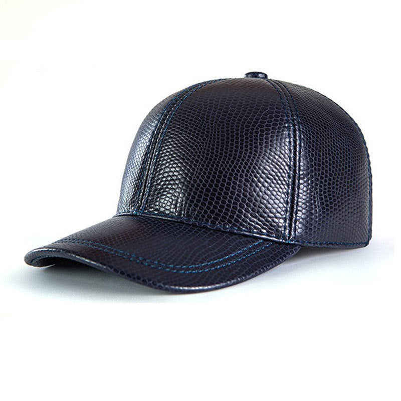 Casquette motifs cuir véritable