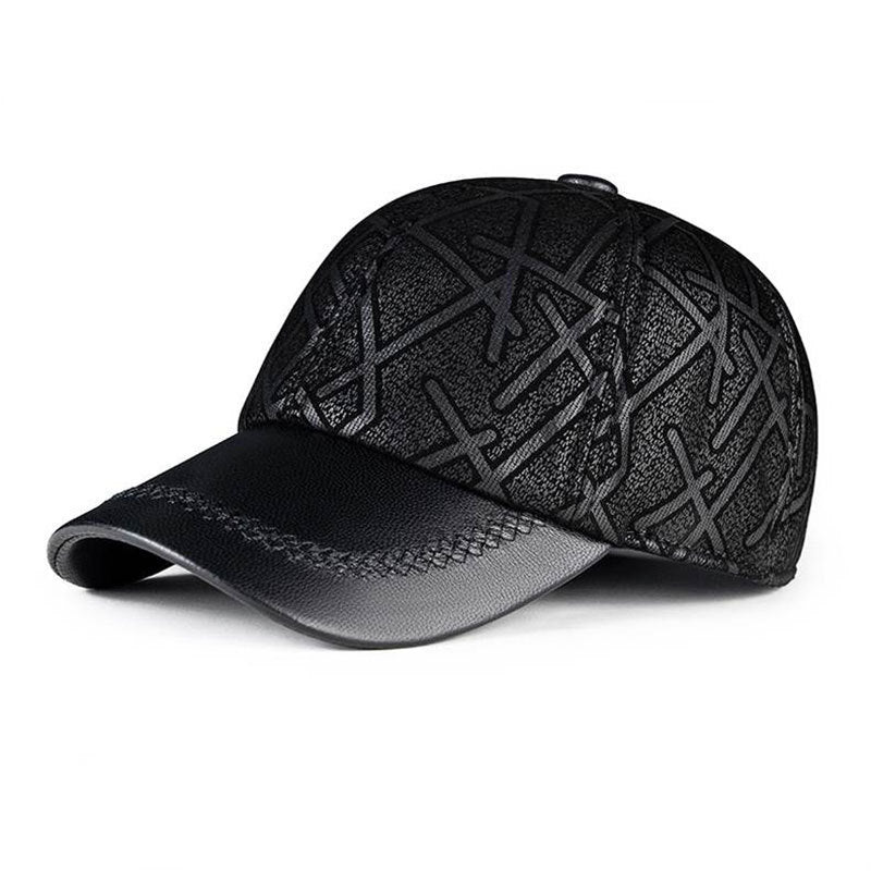 Casquette motifs cuir véritable