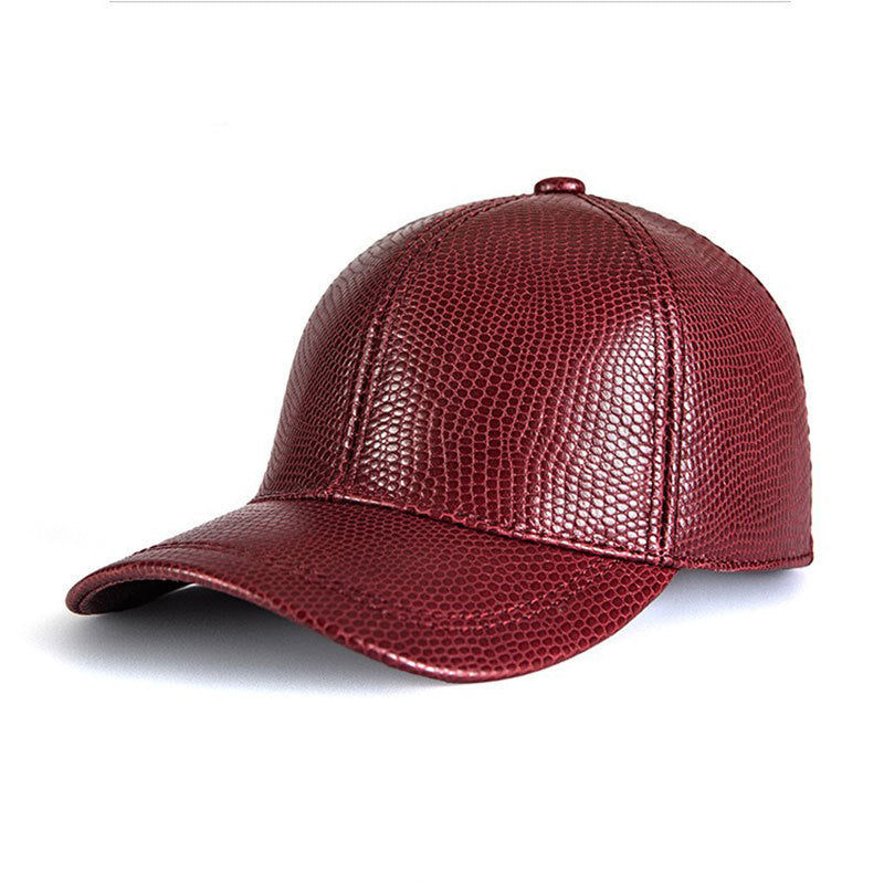 Casquette motifs cuir véritable