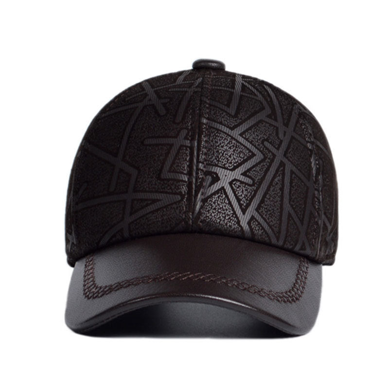 Casquette motifs cuir véritable