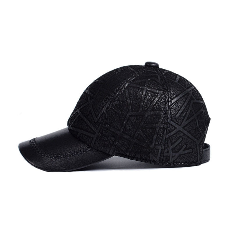Casquette motifs cuir véritable