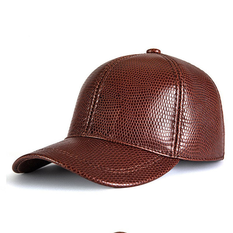 Casquette motifs cuir véritable