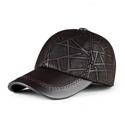 Casquette motifs cuir véritable