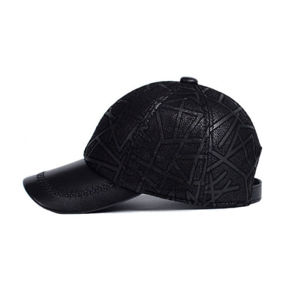 Casquette motifs cuir véritable