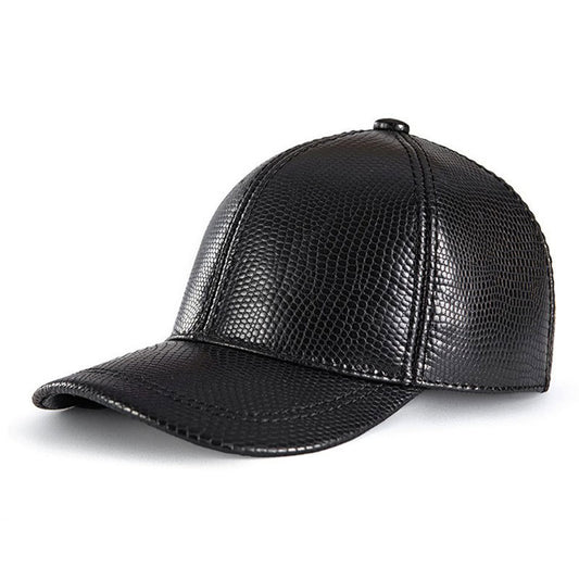 Casquette motifs cuir véritable